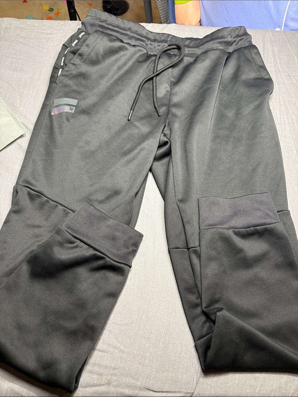 Hurley Men's Black Athletic Jogger Pants with Drawstring Waist